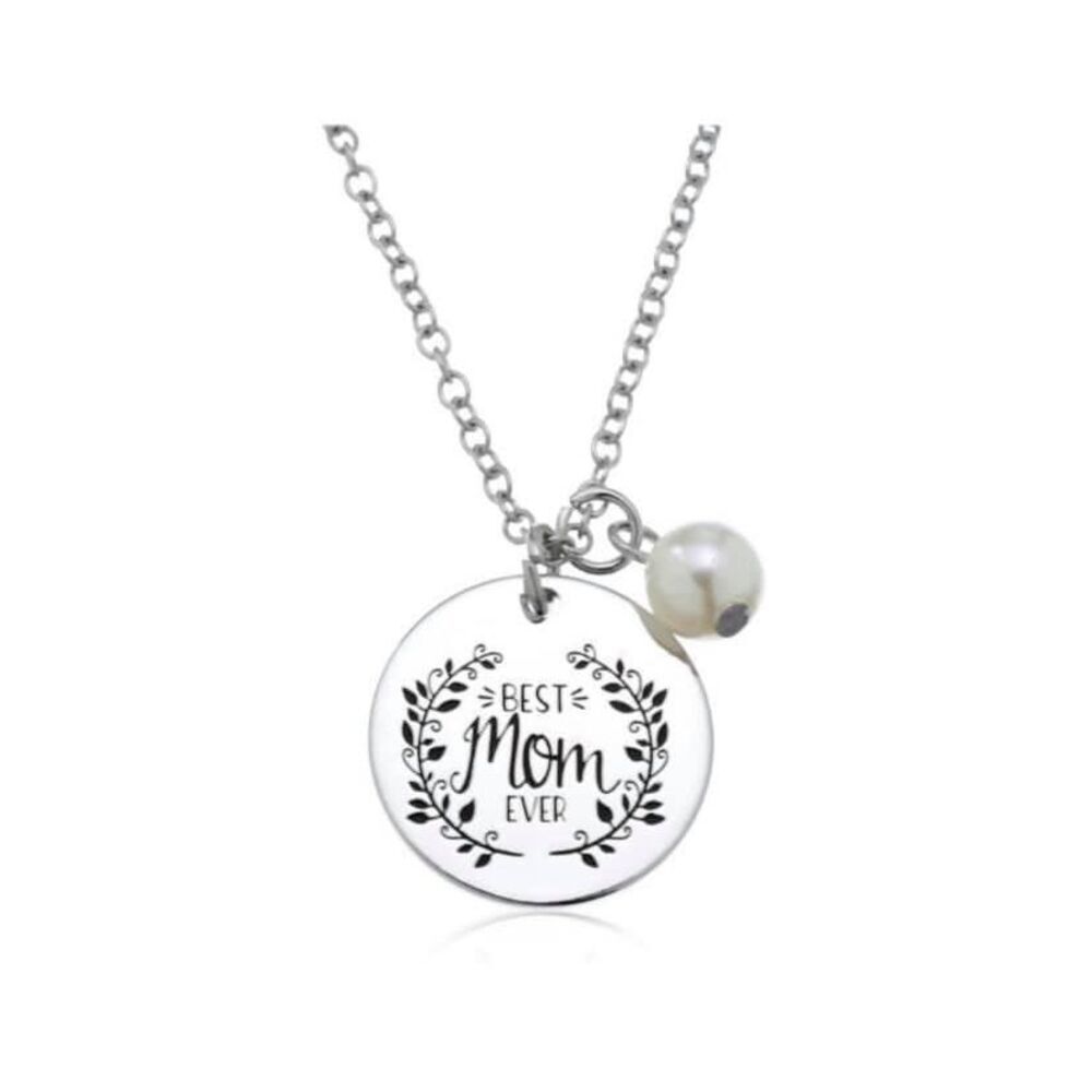 Brand New Womens Hand Stamped .925 Silver Best Mom Ever Necklace